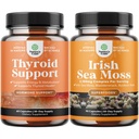 Bundle of Herbal Thyroid Support for Weight Loss and Organic Irish Sea Moss Capsules - Advanced Metabolism Booster Energy - with Burdock Root Superfood Blend for Immune Support