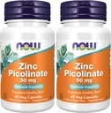 NOW Supplements, Zinc Picolinate 50 mg, Supports Enzyme Functions*, Immune Support*, 60 Veg Capsules (Pack of 2)