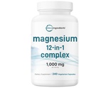 Micro Ingredients 12‑in‑1 Magnesium Complex 1000 mg, 240 Capsules – Magnesium Glycinate, Citrate, Taurate, Malate & More – High Absorption Formula for Men & Women – Chelated & Purified