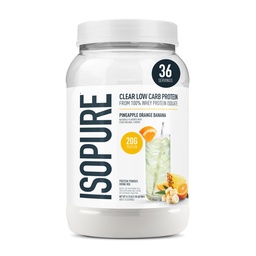 Isopure Clear Whey Isolate Protein Powder, Lactose Free, Gluten Free, Naturally Flavored, Pineapple Orange Banana, 20g Protein Per Serving, 1.9 Lb, 36 Servings (Packaging May Vary)