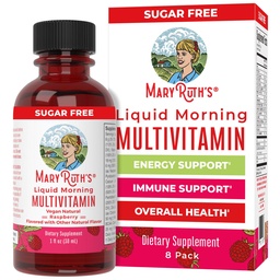 MaryRuth's Liquid Morning Multivitamin Travel Pack | Mens & Womens Multivitamin| Vitamin A C D E B6 B12 Biotin Zinc | Beauty | Immunity | Vegan | Non-GMO | Gluten Free | 1 oz | 8 Servings
