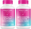 Pink Stork Grossesse Prep & Fertility Support – Vitex, Inositol, Folate – Nettoyage de contrôle des naissances – 2 Pack