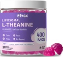 Liposomal L Theanine Gummies, Chewable L-Theanine 400mg with GABA Supplement for Kids & Adults, Stress Relief, zzZ and Relaxation, Focus Support, Natural Blueberry Flavor, 60 Count