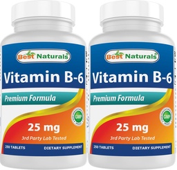 Meilleurs naturels Vitamine B6 25mg 250 comprimés (250 Nombre (paquet de 2))