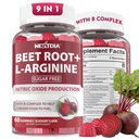Gommies de racines de betteraves & L-Arginine, suppléments d'oxyde nitrique pour les hommes et les femmes avec des betteraves organiques, B1, B2, B3, B5, B6, Folate, B12 pour le boost énergétique et le support de circulation, sans sucre, 120 Cts