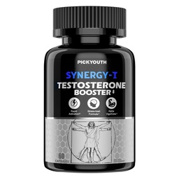 Synergy-T Testosterone Booster Supplement for Men, Total Male Performance, Liposomal Absorption System, 100% Transparency with Ashwagandha, DIM, Turkesterone, Zinc & Tongkat Ali, 60 Count