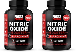 Force Factor Nitric Oxide Booster,Fast-Acting Formula with L-Arginine,Boosts Nitric Oxide Levels,Maximize Muscle Pumps,Enhance Endurance,Improve Circulation,120 Capsules,(Pack of 2)