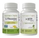 Nature's Trove L-Theanine 200mg 120 Capsules végétariennes et 5-HTP 100mg 120 Capsules végétariennes - Stack d'humeur calme et sain