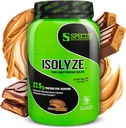 Espèce Nutrition Isolyze Poudre de protéines de lactosérum, 100 % d'isolat de lactosérum pour la musculation, 27,5 g de protéines par scoop, pas de sucre et faible en gras (Beurre d'arachide chocolaté, 22 portions)