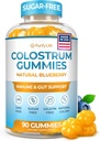 Colostrum sans sucre Gommies (1500mg) Bovin Colostrum pour les humains, supplément gazonné pour la santé de Gut, réparation de Gut maigre, soutien immunitaire, santé de la peau - 35% IgG par service