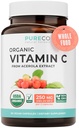 Certified Organic Vitamin C Supplement - Whole Food Acerola Vitamin C Immune Support Supplement for Seasonal Wellness with Naturally Occurring Bioflavonoids Polyphenols & Cofactors (1 Month Supply)