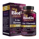 Produits de pureté MyBiotin SuperClinical Nouveau 5-en-1 Elite Multivitamin + MB40X Biotin Matrix Daily Multi - Cheveux plus épais à partir de 3 semaines - 40X Plus Soluble vs les ongles ordinaires de peau de cheveux - 120 Tabs