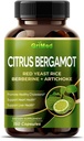 Citrus Bergamot 50:1 Extrait 20 400mg avec le riz rouge de levure, l'ail, l'artichaut pour le cholestérol sain, la santé cardiaque - Fabriqué aux États-Unis (150 comte (paquet de 1))