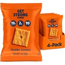 Get Strong Foods Cheddar Cheese Crackers - High Protein Crackers - Keto Friendly, Low Carb, High Fiber Cheese Crisp - Low Calorie, Healthy Snack for Adults and GLP-1, Pack of 4