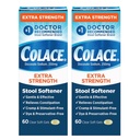 Colace Extra Strength Stool Softener, 60 Count (Pack of 2), Gentle Constipation Relief for Adults, 250 mg Docusate Capsules, #1 Doctor Recommended Stool Softener Brand