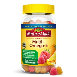 Naturgemachtes Multivitamin + Omega-3, Multivitamingummis für Frauen und Männer, tägliche Ernährungsunterstützung, 80 erwachsene Gummy-Vitamine & Mineralien, 40-Tage-Versorgung