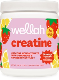 La créatine de Wellah pour les femmes - Monohydrate de créatine avec extrait de dandelion et canneberge (50 portions, citronnade de fraise)