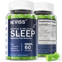 NEVISS Gommies sans mélatonine d'aide au sommeil pour les adultes - Magnésium Glycinat Gommies de GABA, L-Tryptophane, Magnésium, Ashwagandha - Non-Habit formant, Aide pour la relaxation profonde - Vegan, Lemon Flavor, 1Pack