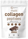 Micro-ingrédients Poudre de Peptides Multi Collagène, 2lb, Type I, II, III, V, X + Biotine, Vitamine C & Acide Hyaluronique