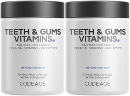 Supplément pour la bouche - Calcium alimentaire entier, collagène, potassium, vitamine C, D3, K2, zinc – soins buccodentaires et suppléments multivitamines dentaires - 2 boîtes