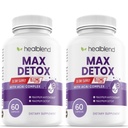 Max Detox Supplement, Advanced Gut Cleanse Detox for Women & Men with Psyllium, Chlorella, Hyssop Herb & Papaya, with Acai Complex - Colon Cleanse - 60 Capsules (1) (2)