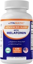 Vitamatic Advanced Sleep Aid with Melatonin - 120 Vegetable Capsules Made with B6, Magnesium, L-Theanine, L-Tryptophan, 5-HTP, GABA, Valerian, Chamomile, Passion Flower, Ashwagandha & Black Pepper