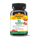 Country Life Vitamine D3 Gummies – 1000 UI Cholecalciferol, 60 Compte – Soutient la santé des os et des immunes – Végétarien, sans gluten, fraise et arômes d'orange – Pectine-basée, pas d'édulcorants artificiels