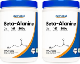 Nutricost Beta Alanine 500 Gram Bouteilles (2 Pack pour 1 KG) - Pure Beta Alanine