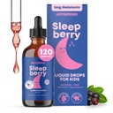 JoySpring SleepBerry - Kids Melatonin Liquid - 3MG Melatonin avec D3 et Elderberry - Liquide sans sucre pour les enfants et les adolescents – Formule de soutien au sommeil naturel doux (4 fl oz)