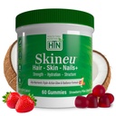 Health Thru Nutrition Skineu Hair, Skin & Nails+ Gummies | Biotin 5000mcg, Hyaluronic Acid, Retinyl Palmitate | Beauty Support - Strength & Hydration | Strawberry Piña Colada Flavor | 60 Gummies