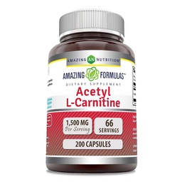 Amazing Formulas Acetyl-Acetyl HCI 1500 Mg | Vegetarian Capsules Supplement | Non-GMO | Gluten-Free | Made in USA (1 Pack | 200 Count)