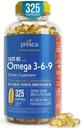 Omega 3-6-9 Supplément alimentaire (325 ct.) - Promouvoir la fonction visuelle et la santé des yeux - Soutenir le coeur, la santé cardiovasculaire, la peau saine, les cheveux et la santé globale (Omega 3-6-9)