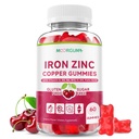 Iron, Zinc, Copper Supplements for Women & Men, Mineral Gummies with Vitamin A, B5, B6, C, D3, B12 for Adults & Kids, Promote Energy, Support Immunity, Bone Health, Sugar Free, Cherry Flavor, 60 Count