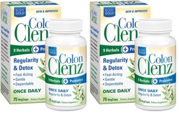 Body Gold Colon Clenz Regularity & Detox Formula | Once Daily Support with 9 Herbs + Active Probiotics | 75 CT (Pack of 2)