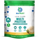 BioTrust Poudre de protéines à faible teneur en glucides – Mélange naturel et délicieux de lactosérum et de caséine de vaches sans hormones alimentées par l'herbe – Non OGM, sans soja, sans gluten, sans hormones (Vanilla)