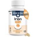 FREEDA 29 mg Gentle Iron Supplement for Women & Men from Ferrous Fumarate – Stomach Friendly Low Iron Pills for Energy & Red Blood Cell Booster Support, Easy-to-Swallow Tablets, Kosher, GF (250 Count)