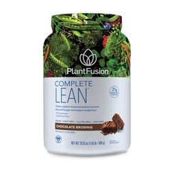 PlantFusion Complete Lean Plant Based Protein Powder - Prebiotic Fiber, Superfoods & Digestive Enzymes - Vegan, Gluten Free, Soy Free, Non-GMO - Chocolate Brownie 1.85 lb