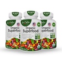 Complexe de fruits et légumes bio Superfood Greens - Meilleur complément alimentaire avec 14 verts et 14 fruits et légumes avec Alfalfa Riche en antioxydants Ingrédients organiques Non-OGM (180 Count Pack de 3)