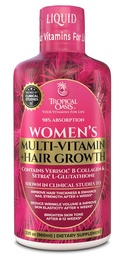 Tropical Oasis Women's Liquid Multivitamin + Hair Growth | Clinically Tested for Thicker Hair, Wrinkles, Brighter Skin, Strong Nails | 2.5g Verisol Collagen | Biotin 12500mcg | 32 Serv