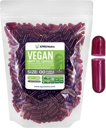 XPRS Nutra Größe 00 Leere Kapseln - 1000 Graf Leere Vegan Kapseln - Vegetarische leere Pillen - DIY Gemüse Kapsel Füllung- Veggie Pillen Caps (Purple Carrot)