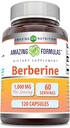 Formules étonnantes Berberine 1000mg par portion 120 Capsules Suppléments
