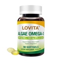 Lovita Algae Omega-3, DHA végétalienne et végétale et DPA, alternative à l'huile de poisson, huile d'algue de 1000mg, soutien de la santé du coeur et du cerveau, sans Carrageen, 90 Softgels