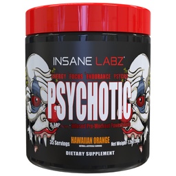 Insane Labz Psychotic, High Stimulant Pre Workout Powder, Extreme Lasting Energy, Focus and Endurance with Beta Alanine, Creatine Monohydrate DMAE, 35 Srvgs (Hawaiian Orange)