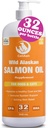 Wild Salmon Oil for Dogs & Cats 32oz Omega 3 Fish Oil Skin & Coat Supplement Pure Fish Omega 3 6 9 Liquid EPA DHA Fatty Acids - Itchy Relief Supports Joint Function, Brain, Eye, Immune & Heart Health