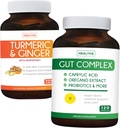 Économisez 11 $ (23% de rabais) - Gut Balance Bundle - Gut Complex with Caprylic Acid for Balanced Gut Health & Probiotic Support (120 Capsules) & Turmeric & Ginger with 95% Curcuminoids & Bioperine (90 Capsules)