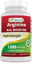 Best Naturals L-Arginine NO Booster Triple Strength 1300 mg Servant 120 gélules - Fabriquées avec L-Arginine, AAKG, L-Citrulline, poudre de betterave