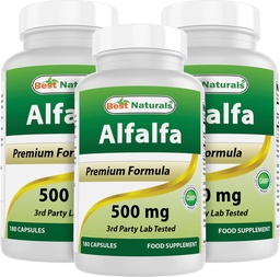Best Naturals Alfalfa Green Super Food 500 mg 180 Capsules (180 Nombre (paquet de 3))