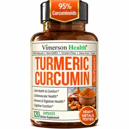 Turmeric Curcumin Supplement – 1200mg Organic Turmeric Curcumin with Black Pepper Extract for Max Absorption – Digestive & Joint Supplements for Men & Women w. Tumeric Extract & Bioperine – 120 Caps