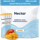 Paquets d'hydratation Nectar - Paquets de poudre d'électrolytes - Sans sucre & 0 Calorie - Fruits organiques liquides IV Poudre d'électrolytes pour déshydratation et réhydratation rapide (Mango 30 Pack)