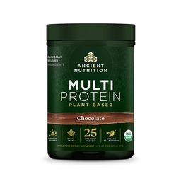 Ancient Nutrition Organic Multi Protein Plant Based Powder, 25g Protein, Hydrolyzed Pea Protein, Digestive Enzymes & Probiotics, Supports Muscle & Gut Health, Chocolate, 15 Servings